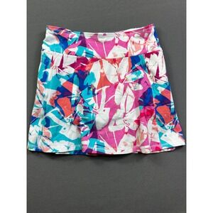 Talbots TActive Skort Women Pink Blue Floral Athletic Tennis Skirt Zip Pocket SP